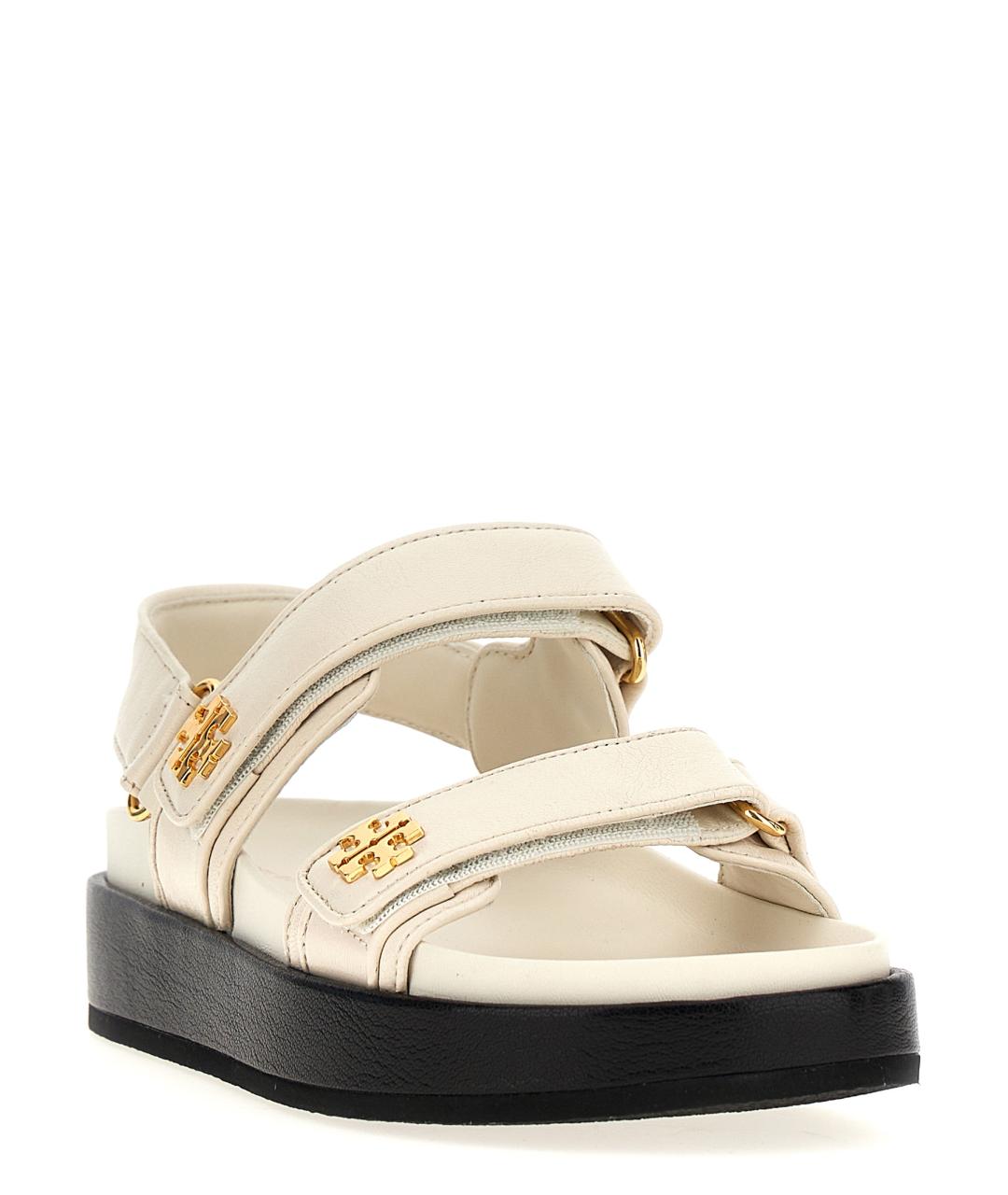 TORY BURCH Белые кожаные сандалии, фото 2