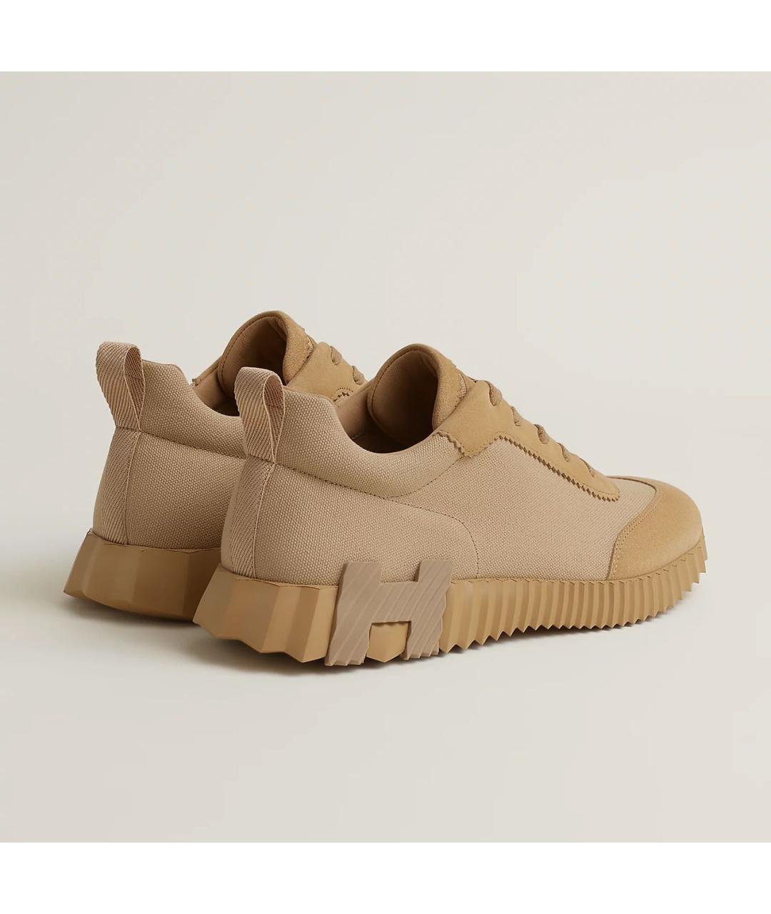 HERMES Бежевые замшевые низкие кроссовки / кеды, фото 4