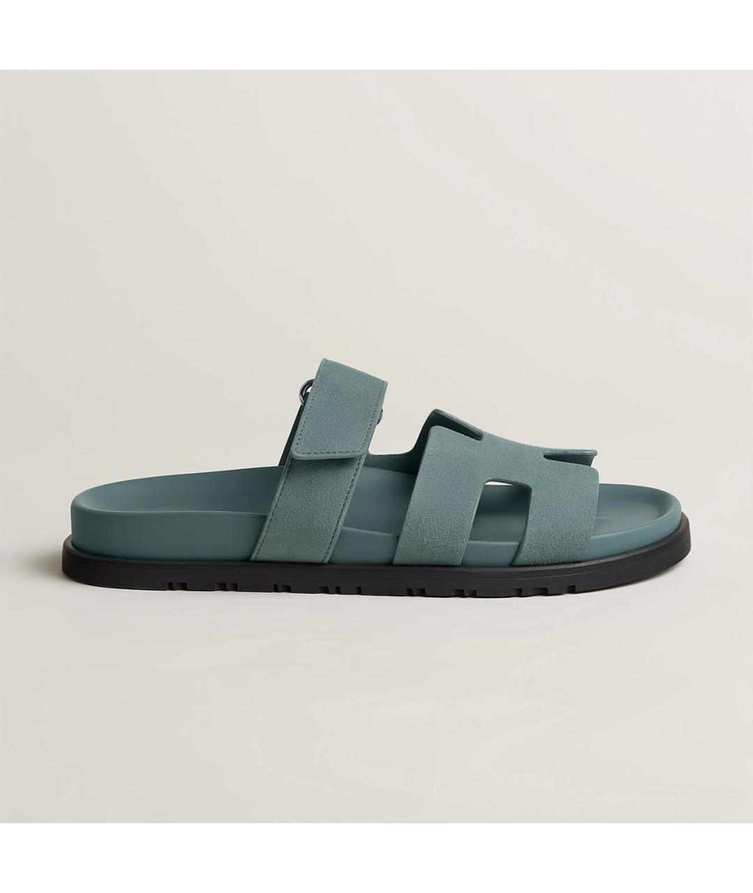 HERMES Темно-синие замшевые сандалии, фото 7