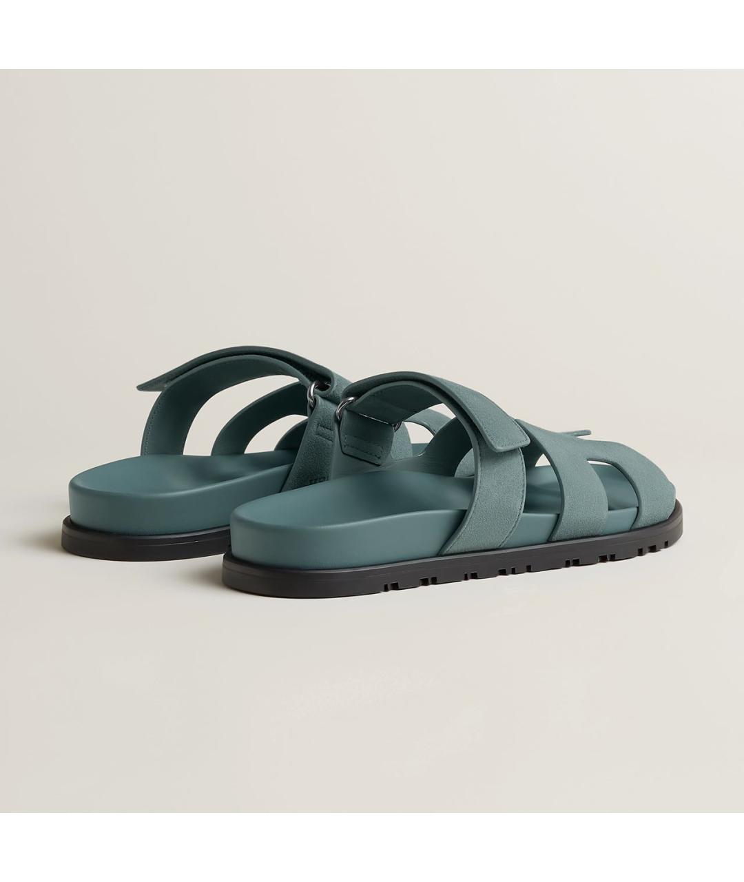 HERMES Темно-синие замшевые сандалии, фото 3