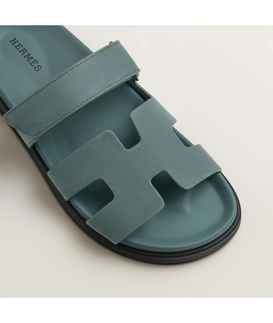 HERMES Темно-синие замшевые сандалии, фото 5