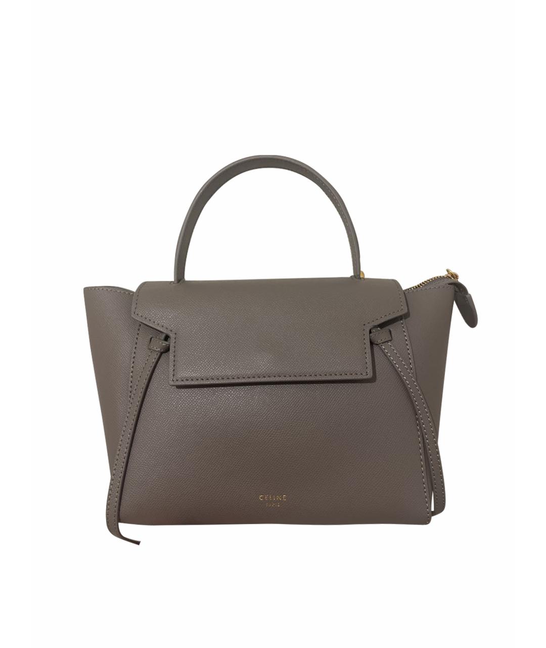 CELINE Антрацитовая кожаная сумка с короткими ручками, фото 1