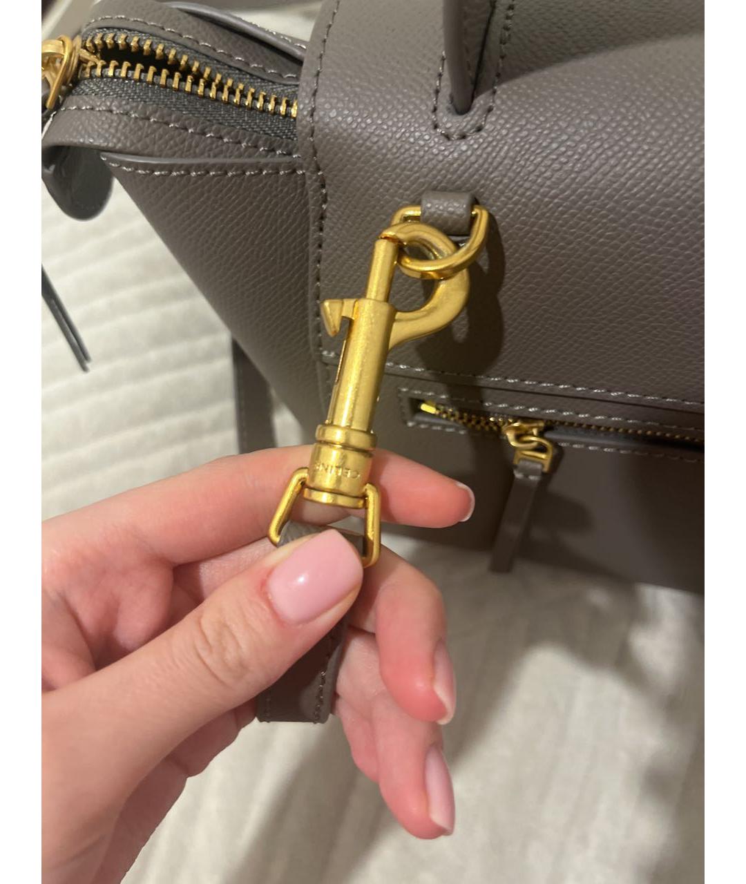 CELINE Антрацитовая кожаная сумка с короткими ручками, фото 5