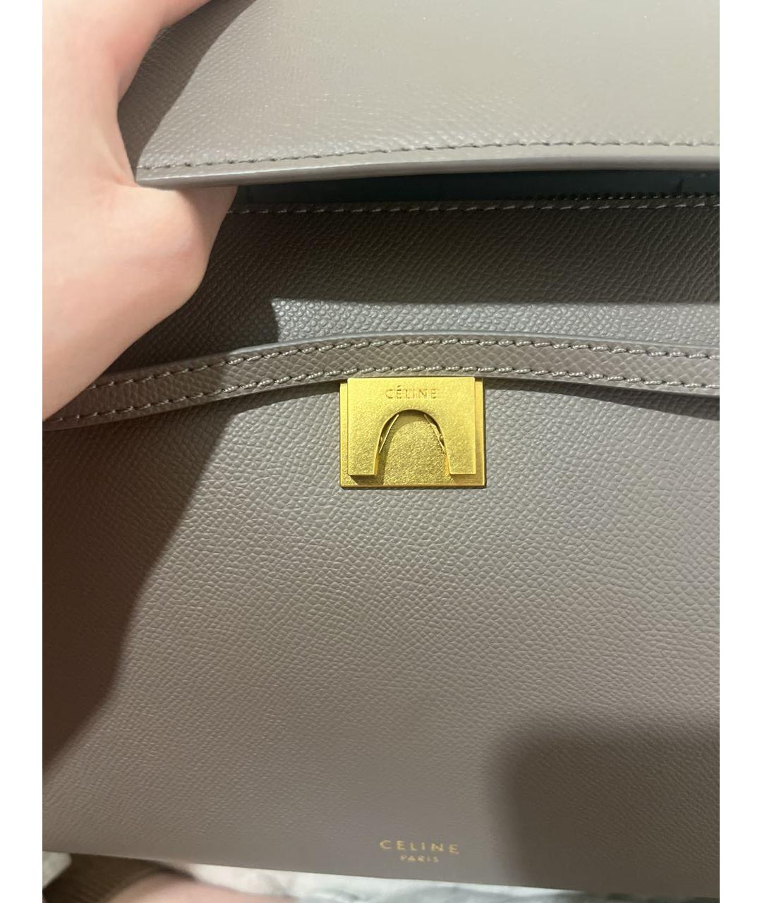 CELINE Антрацитовая кожаная сумка с короткими ручками, фото 6