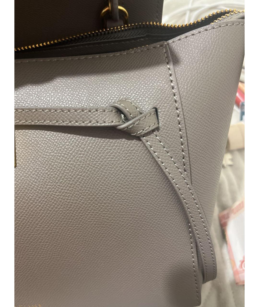 CELINE Антрацитовая кожаная сумка с короткими ручками, фото 8