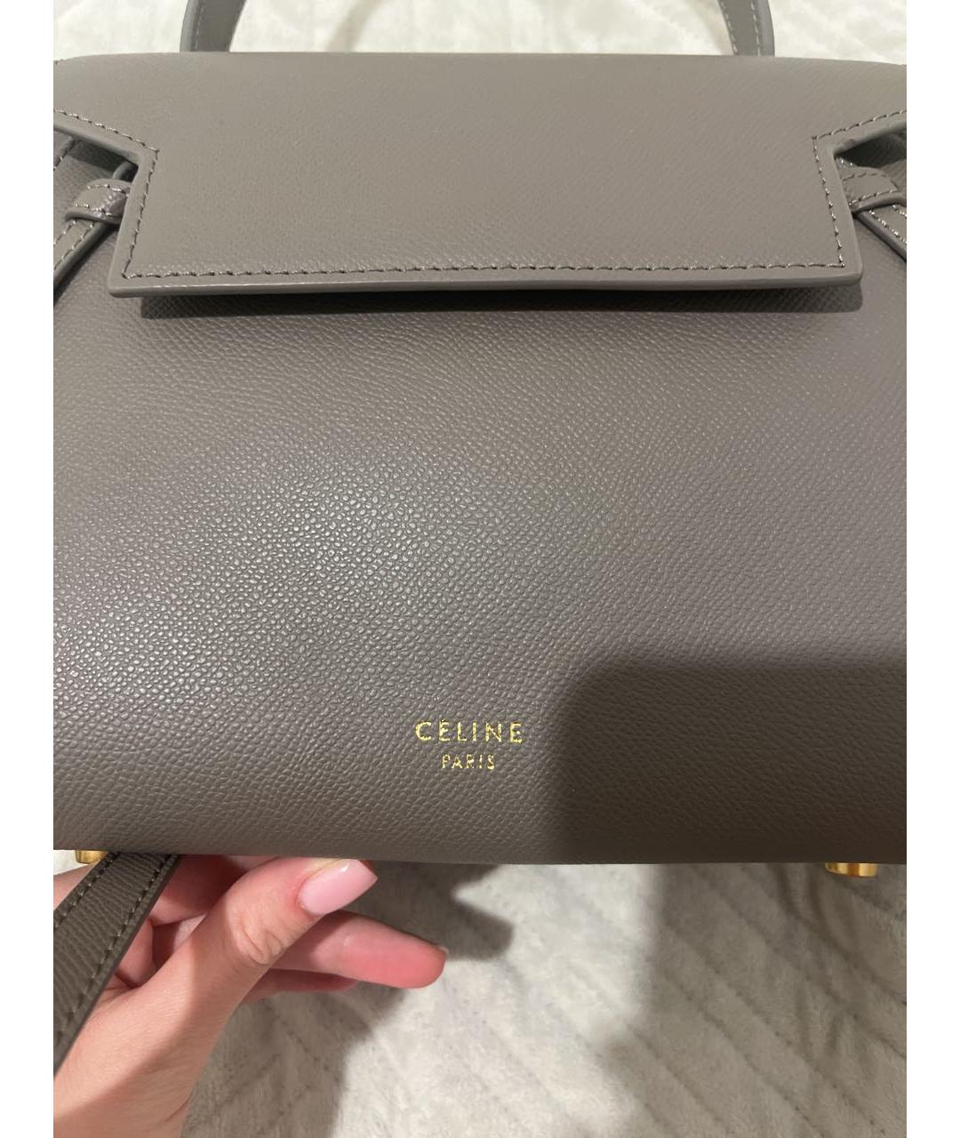 CELINE Антрацитовая кожаная сумка с короткими ручками, фото 2