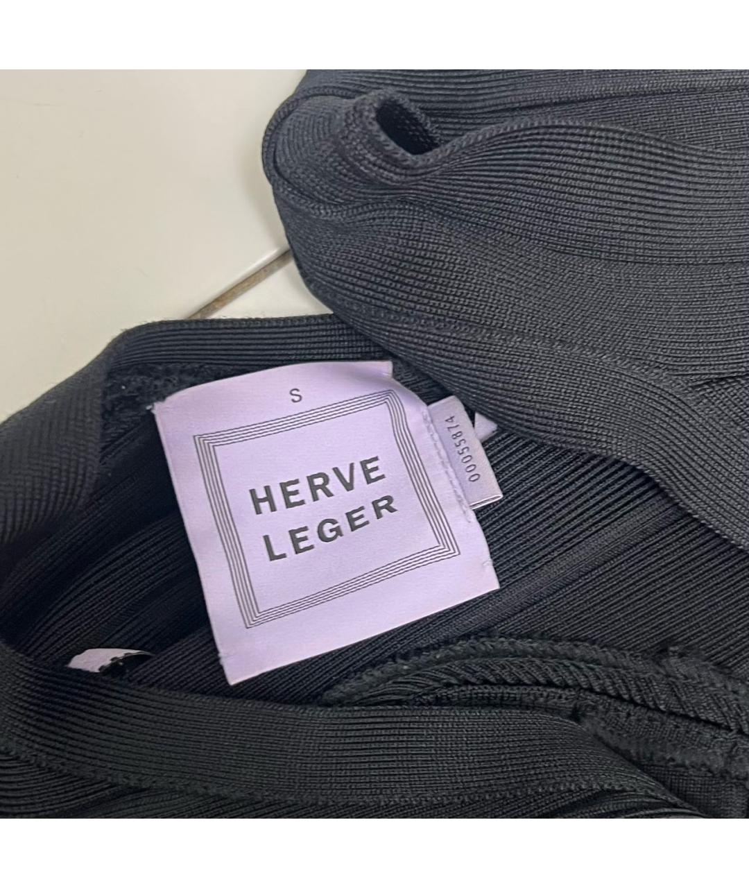 HERVE LEGER Черное хлопковое платье, фото 3