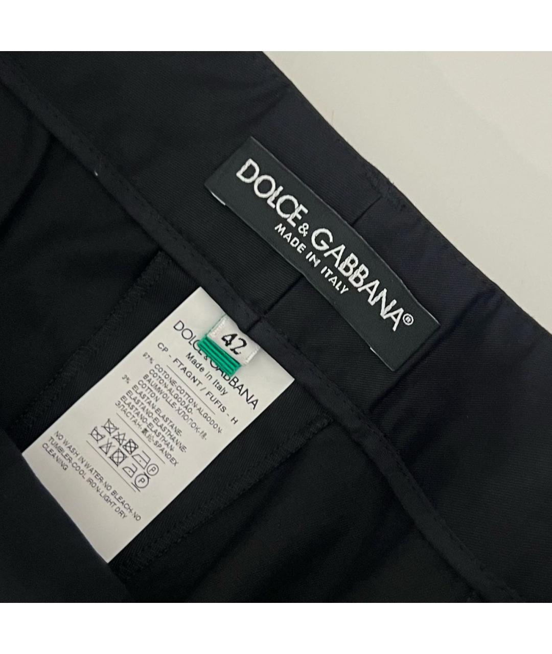 DOLCE&GABBANA Черные хлопко-эластановые прямые брюки, фото 3