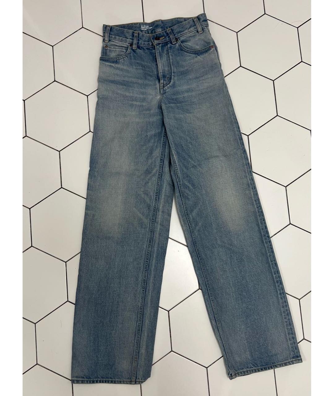 CELINE Синие хлопковые прямые джинсы, фото 6