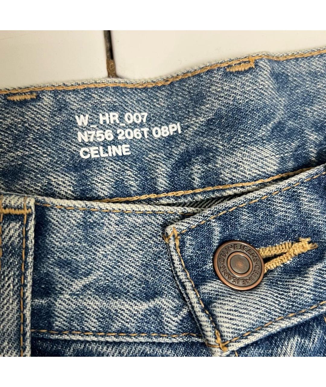 CELINE Синие хлопковые прямые джинсы, фото 3