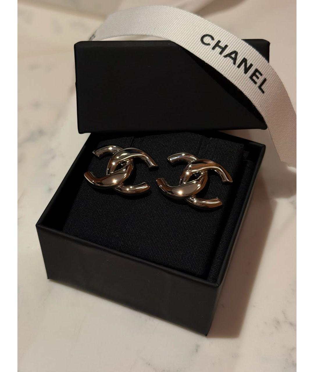 CHANEL Серебряные металлические серьги, фото 2