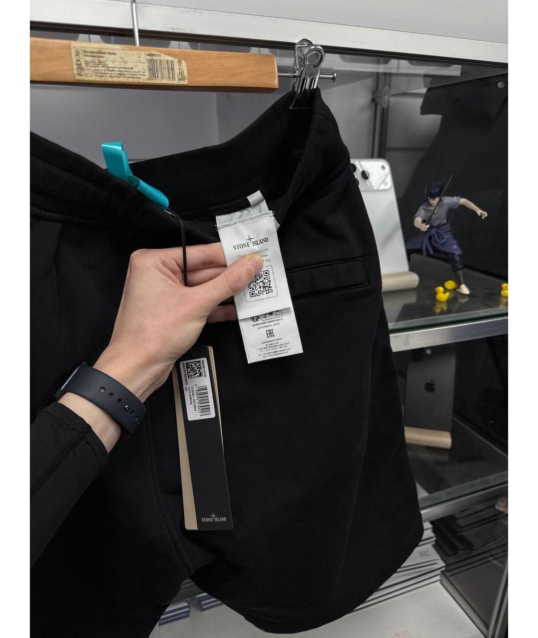 STONE ISLAND Черные хлопковые шорты, фото 6