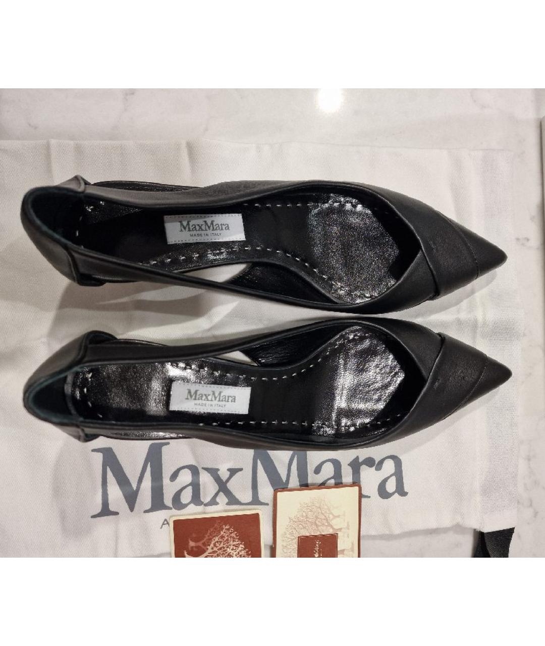MAX MARA Черные кожаные туфли, фото 2