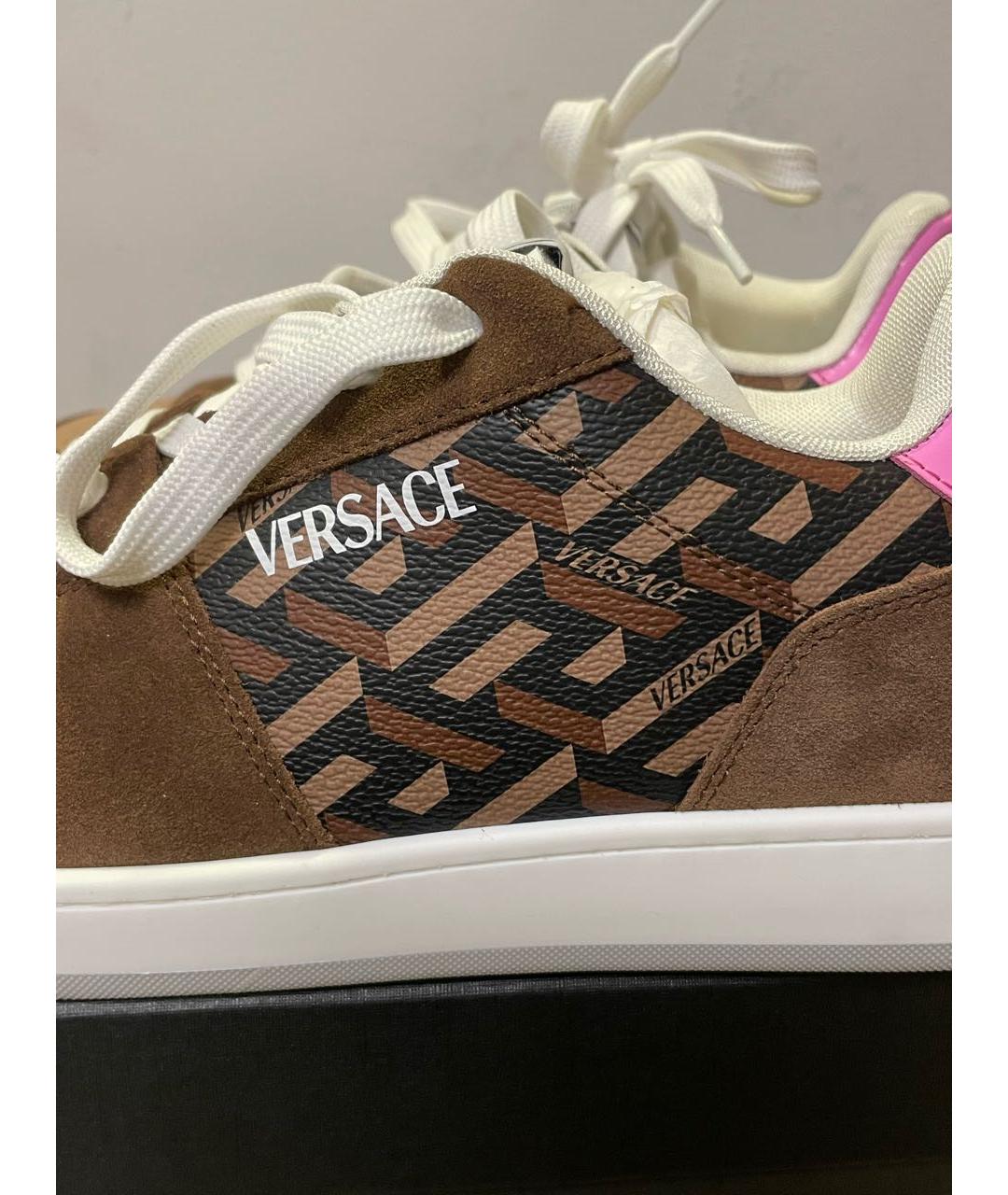 VERSACE Коричневые замшевые кеды, фото 7