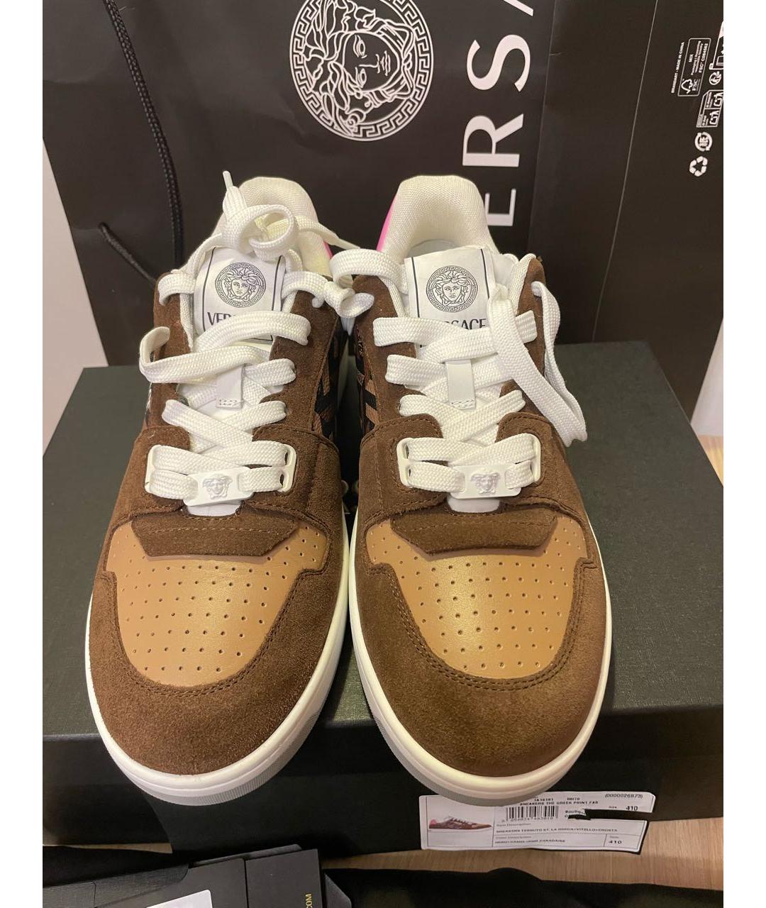 VERSACE Коричневые замшевые кеды, фото 2