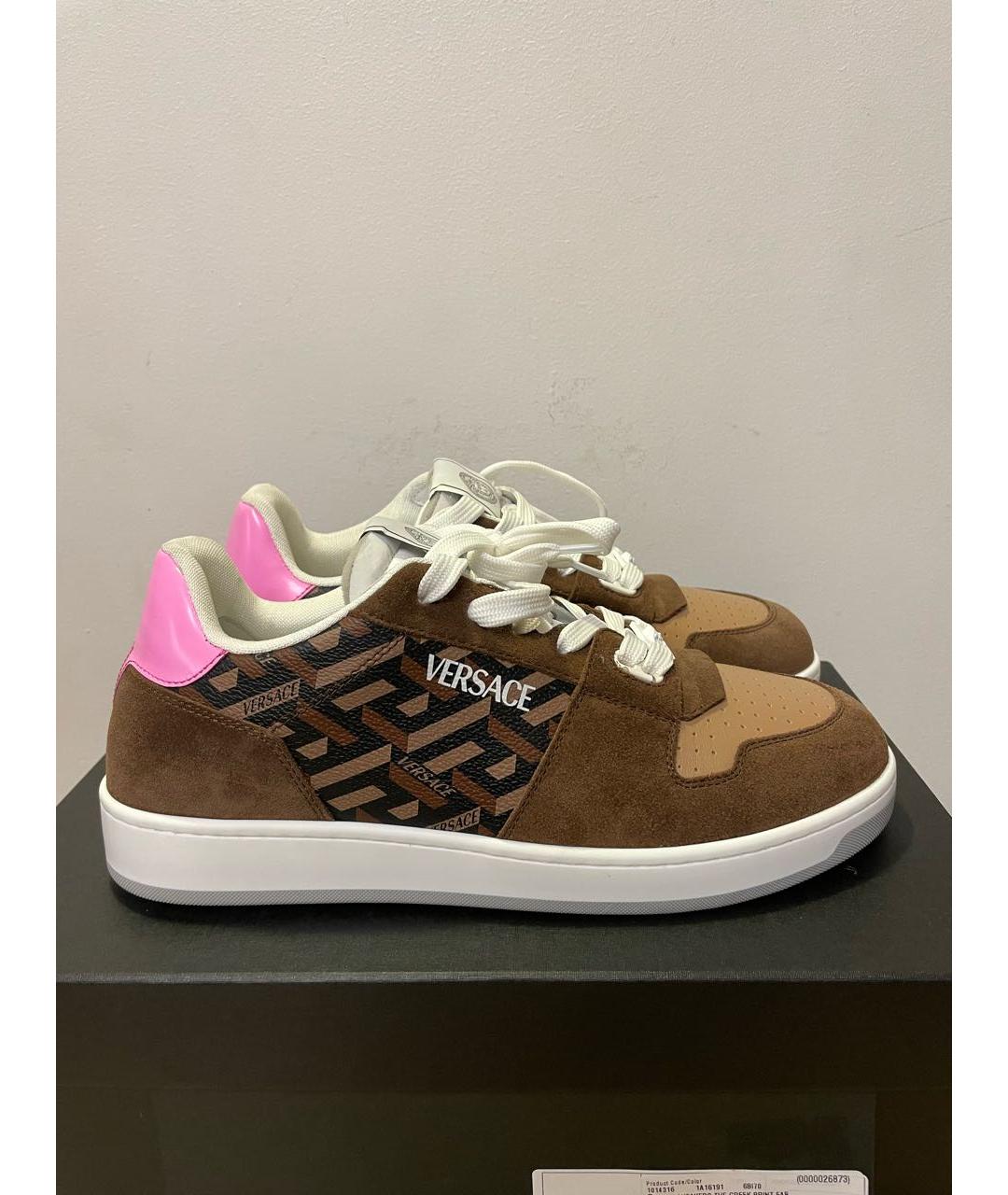 VERSACE Коричневые замшевые кеды, фото 9