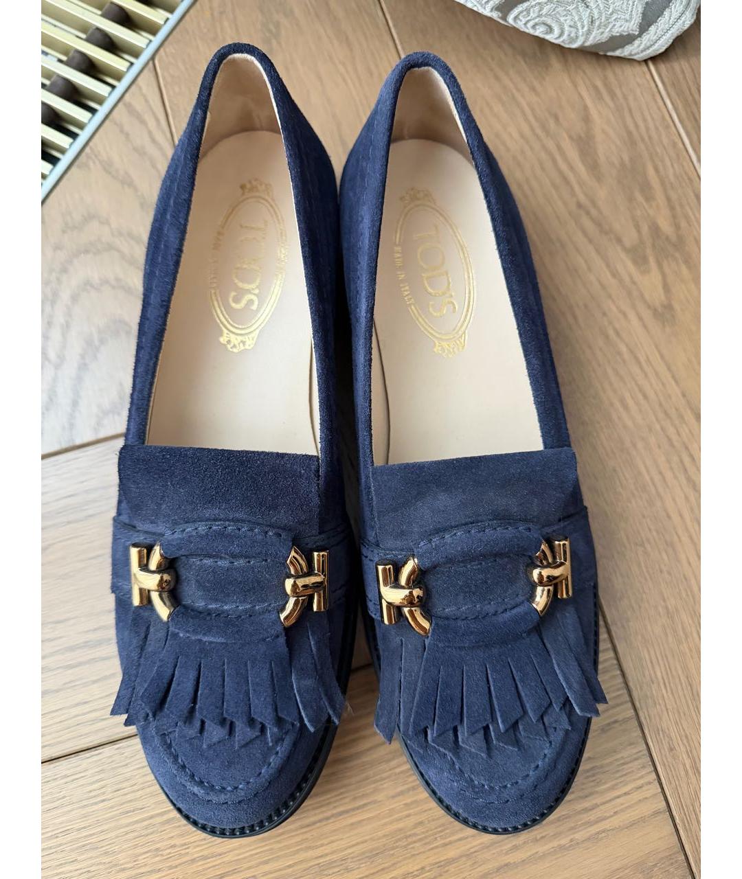 TOD'S Синие замшевые лоферы, фото 9