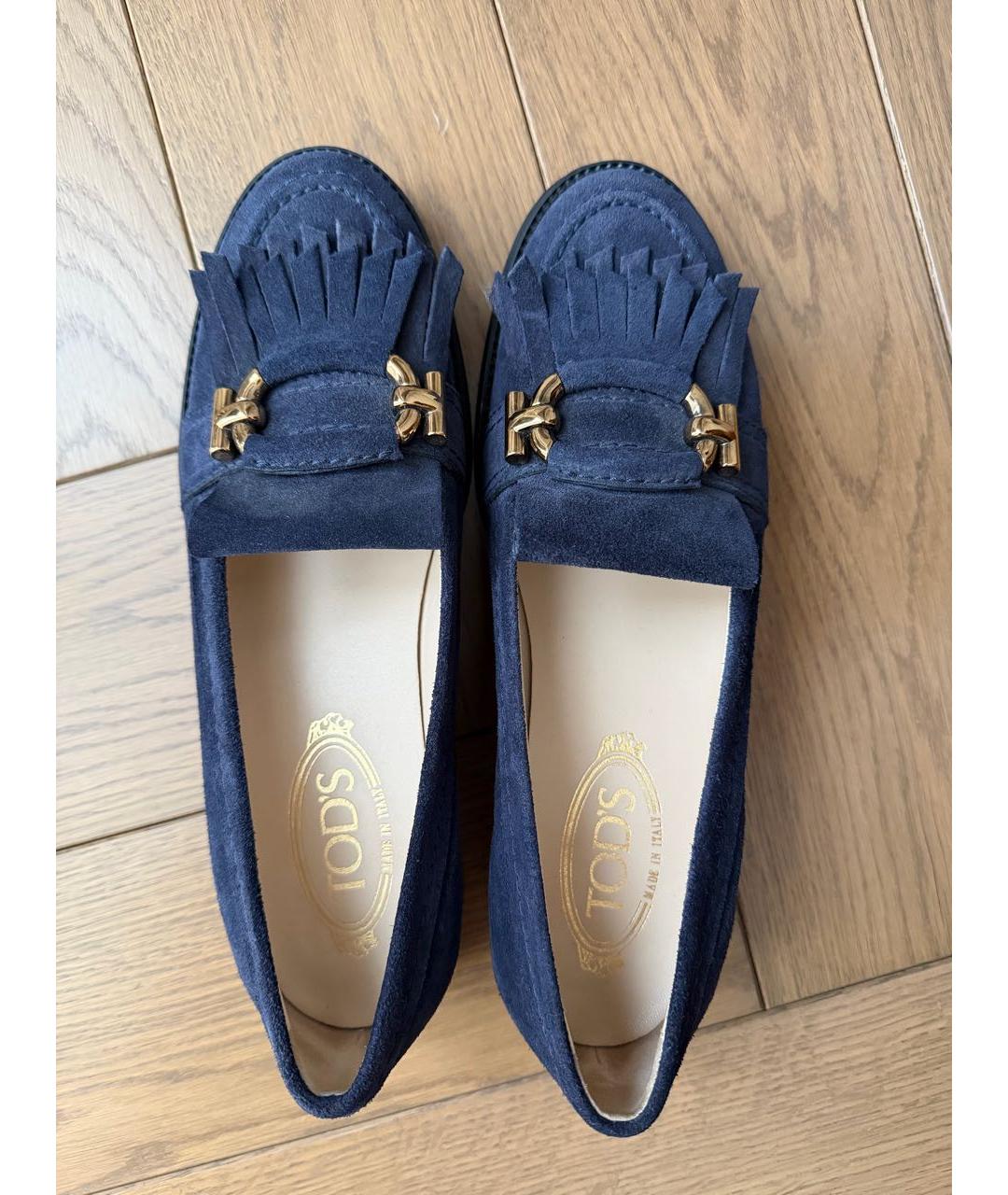 TOD'S Синие замшевые лоферы, фото 4