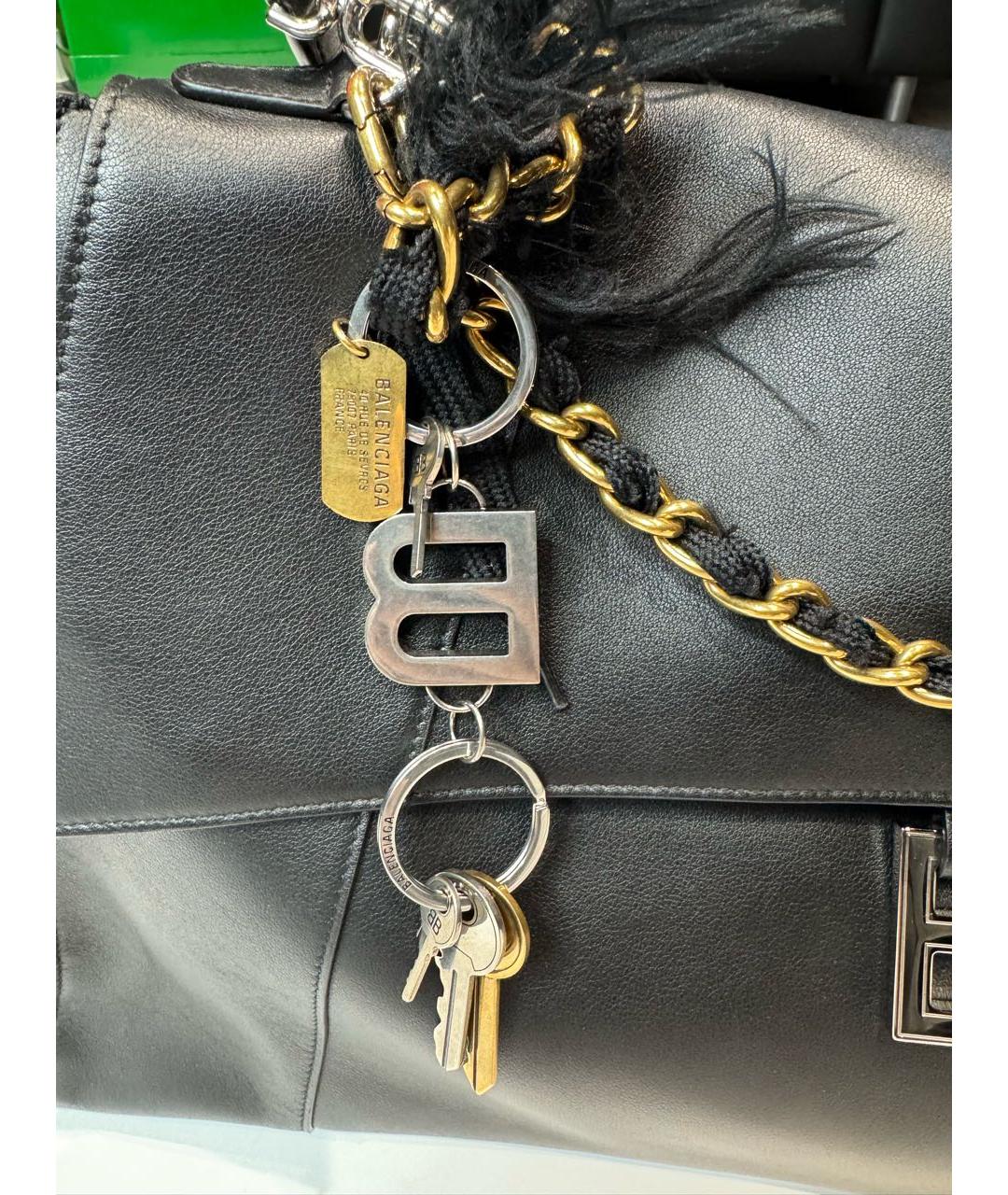 BALENCIAGA Черная кожаная сумка через плечо, фото 4