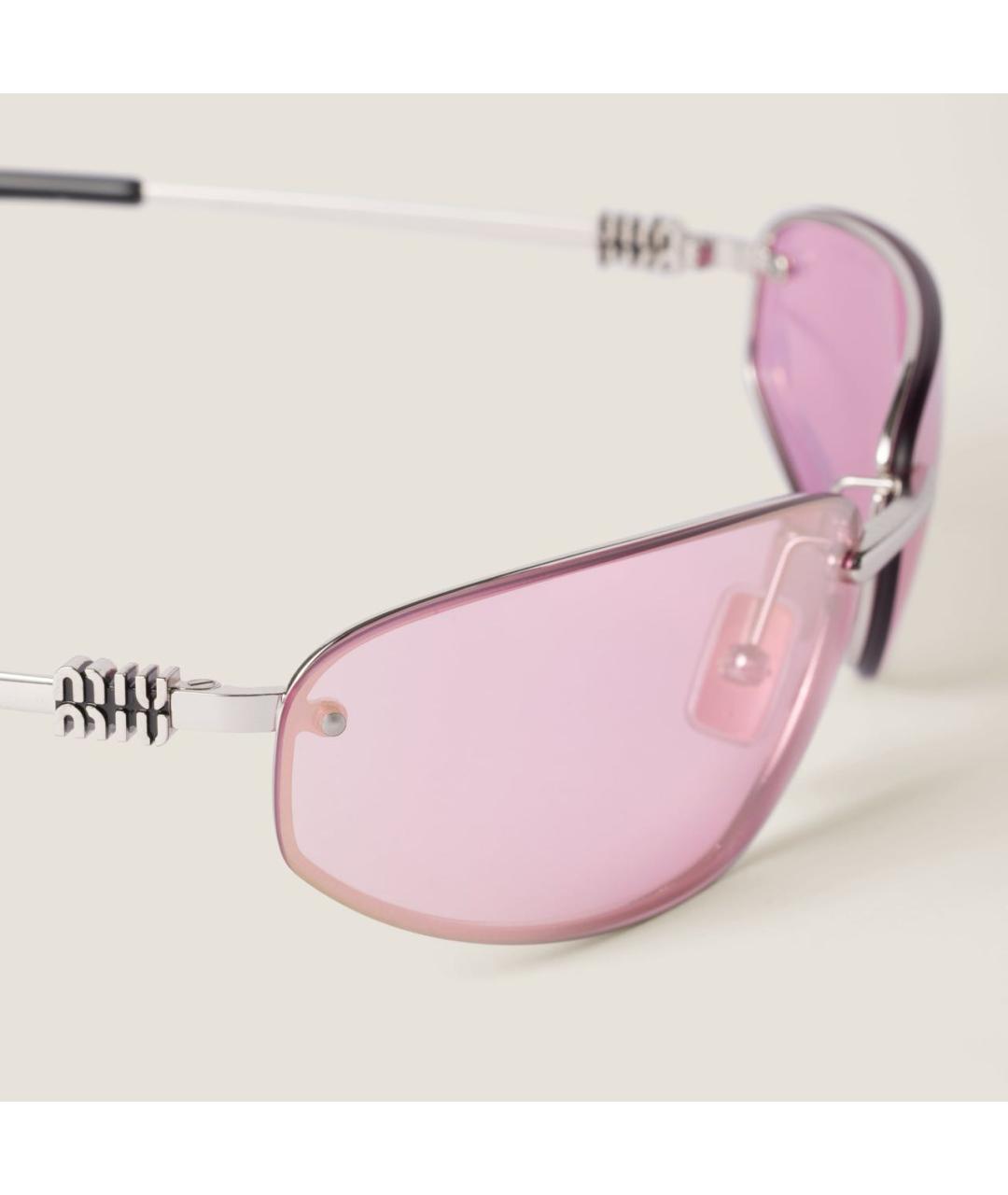 MIU MIU Розовые металлические солнцезащитные очки, фото 4