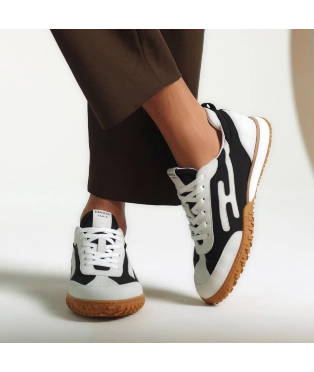 HERMES Черные синтетические низкие кроссовки / кеды, фото 6