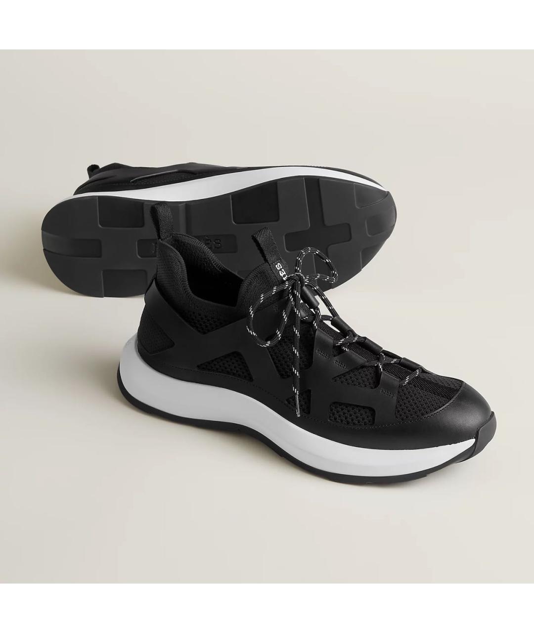 HERMES Черные текстильные низкие кроссовки / кеды, фото 3