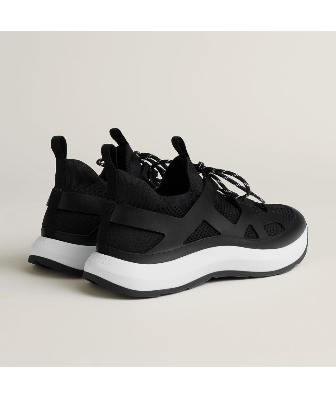 HERMES Черные текстильные низкие кроссовки / кеды, фото 2