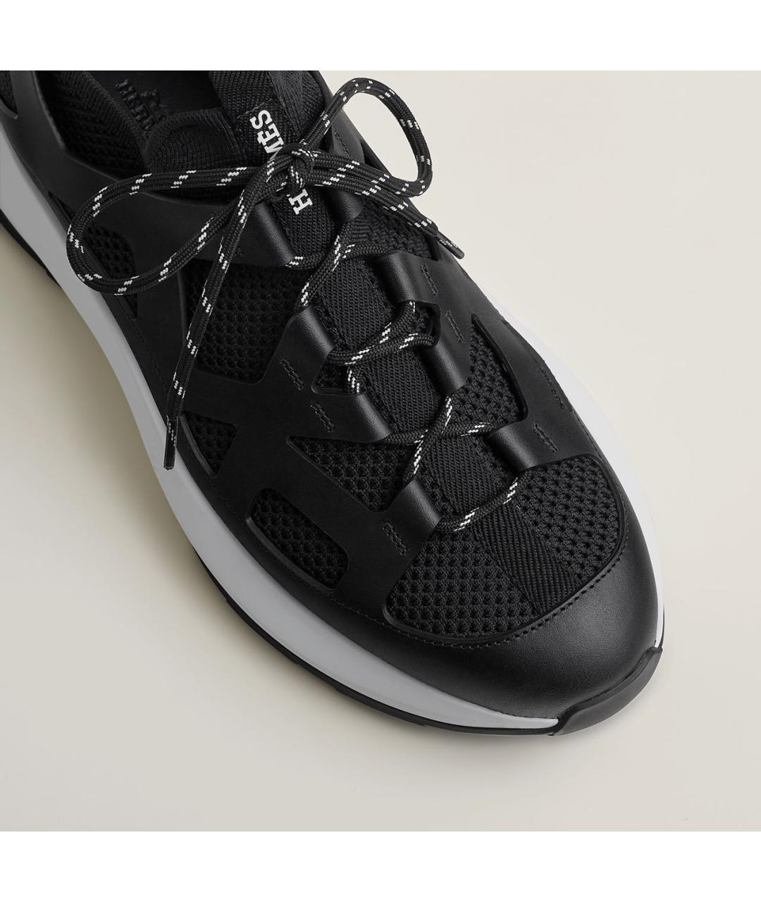 HERMES Черные текстильные низкие кроссовки / кеды, фото 4