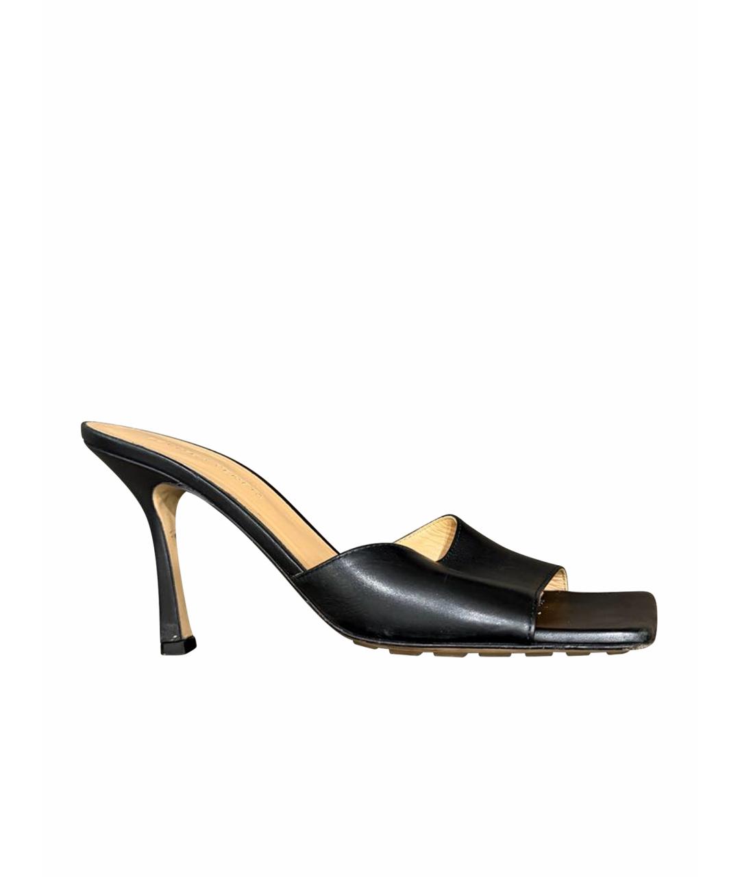 BOTTEGA VENETA Черные кожаные сабо, фото 1