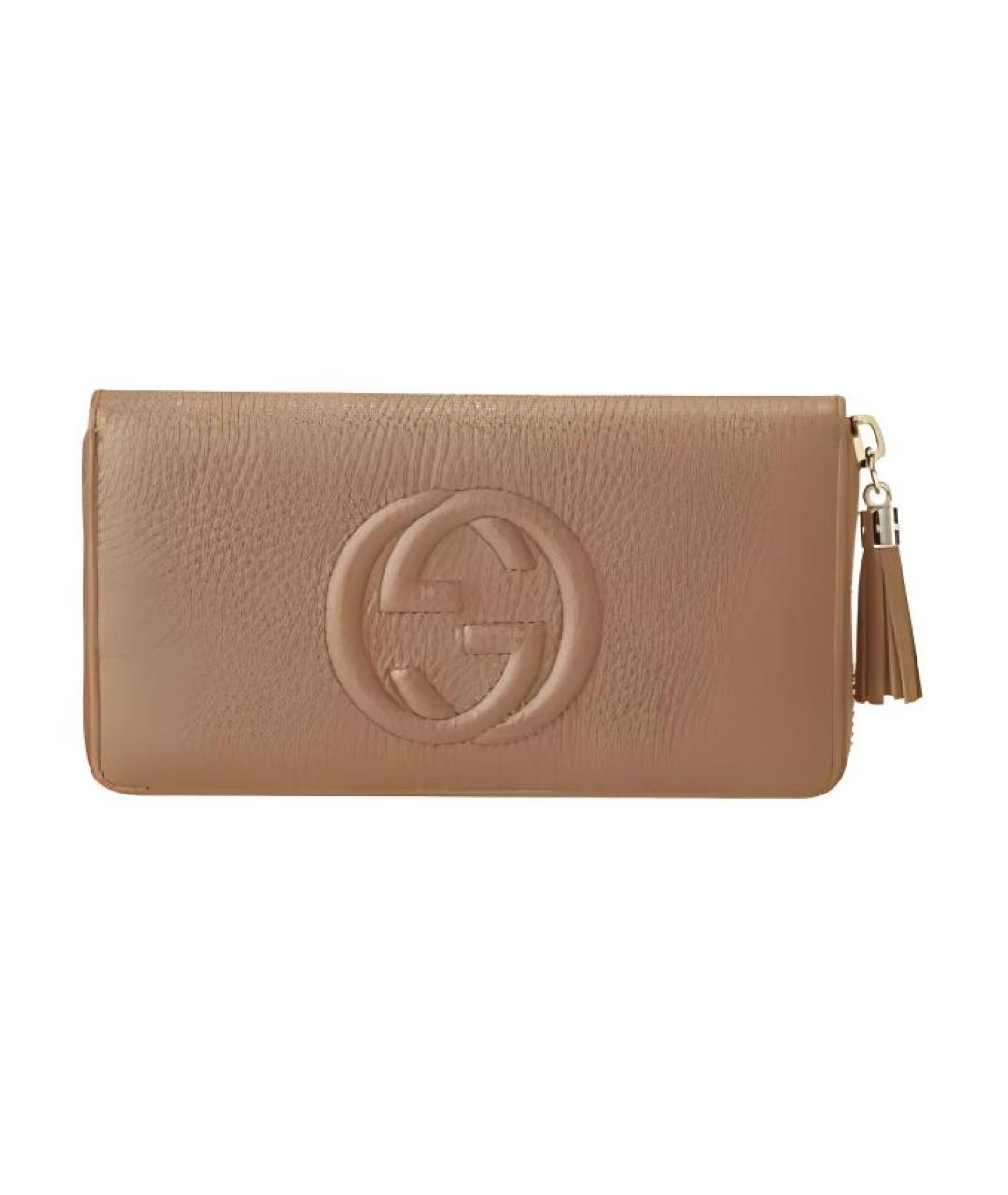 GUCCI Бежевый кожаный кошелек, фото 1