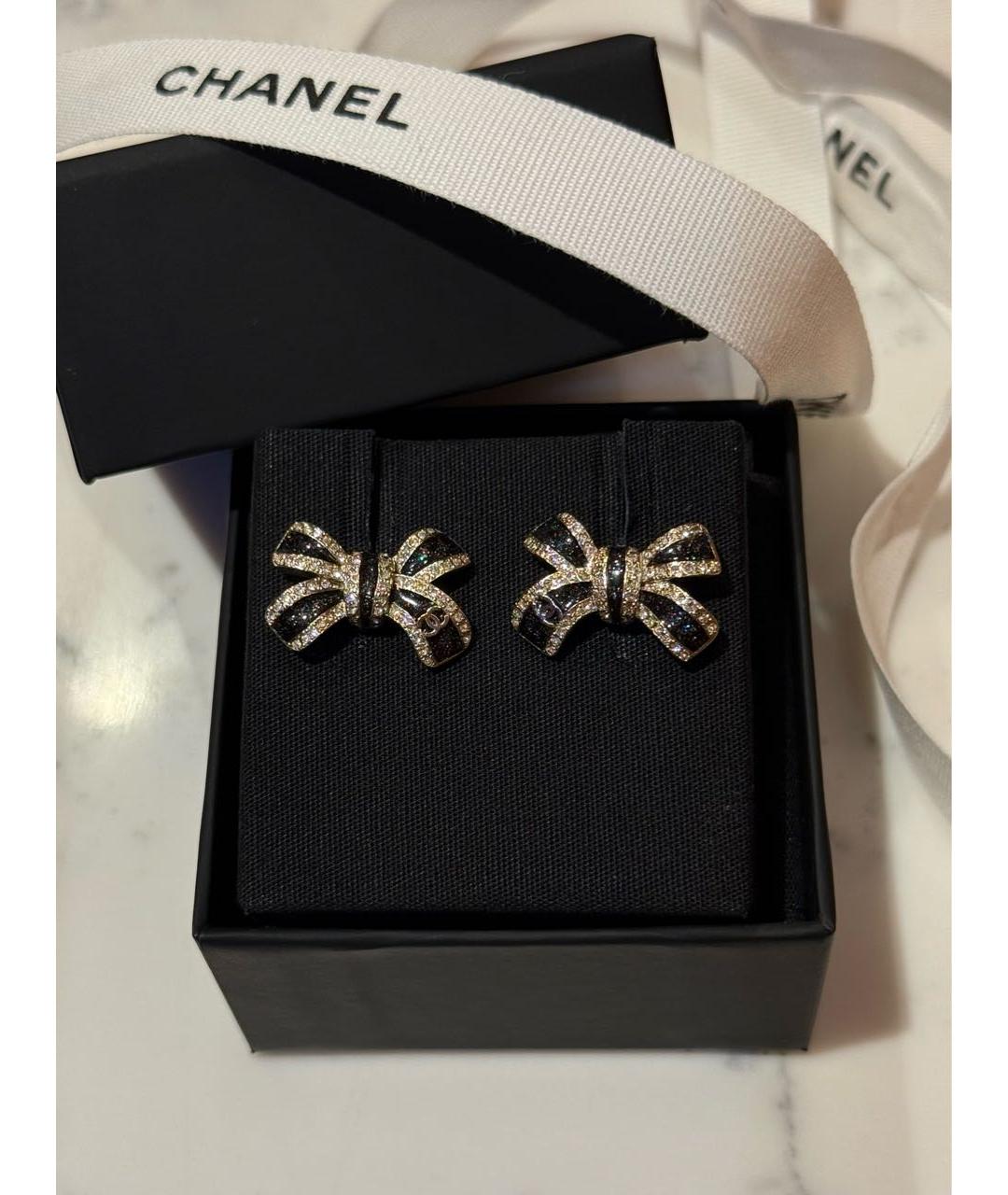 CHANEL Черные металлические серьги, фото 2