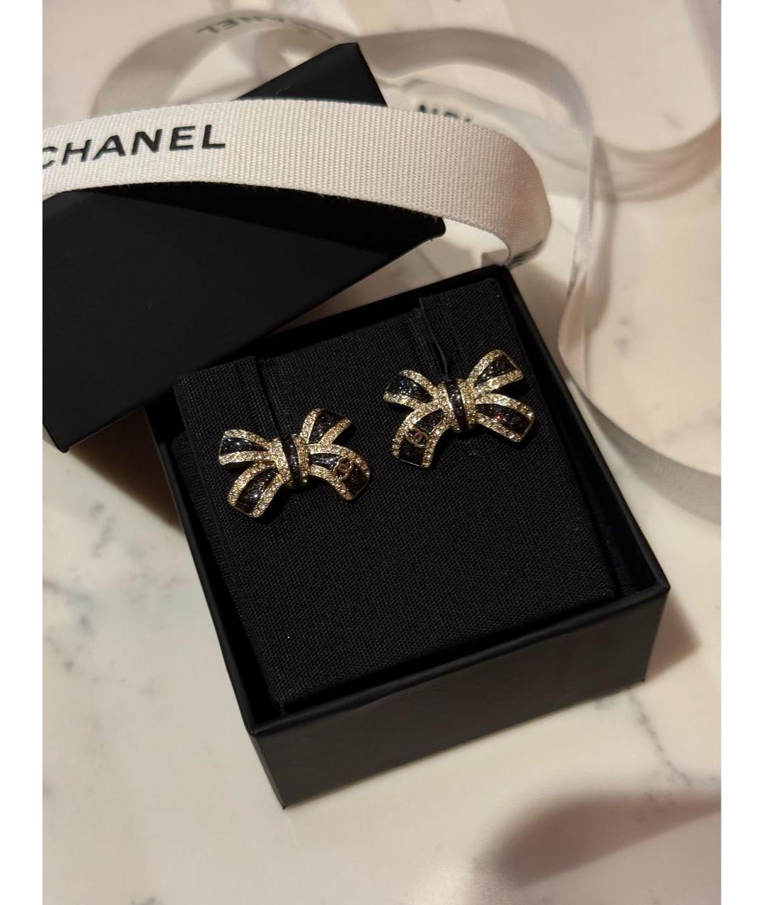 CHANEL Черные металлические серьги, фото 5