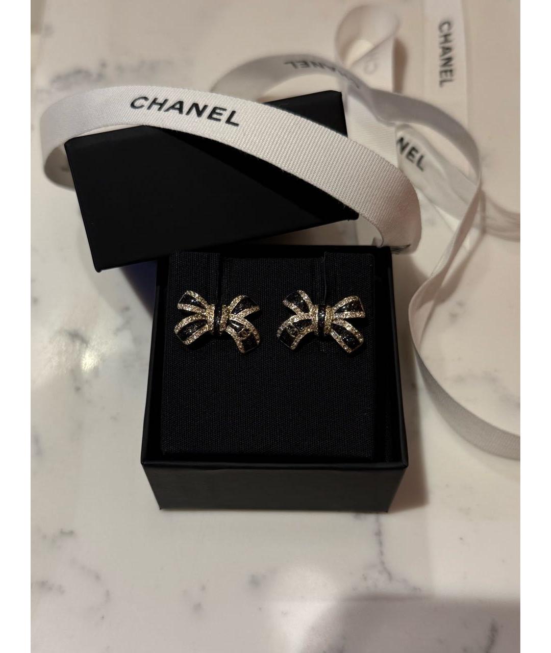 CHANEL Черные металлические серьги, фото 3