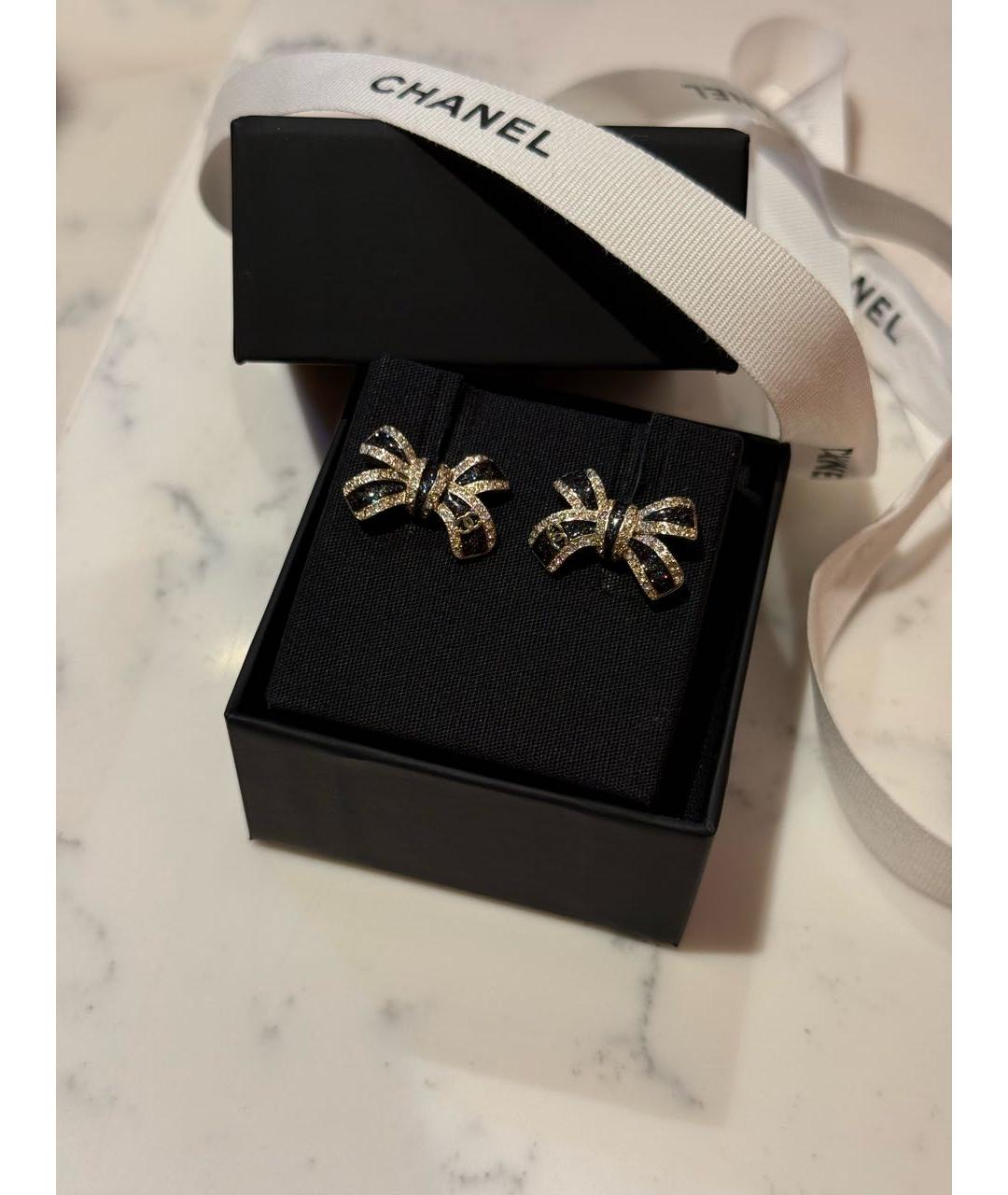 CHANEL Черные металлические серьги, фото 4
