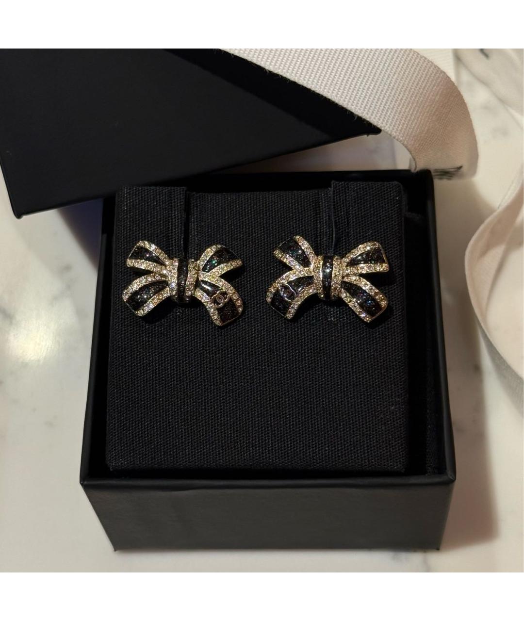 CHANEL Черные металлические серьги, фото 7