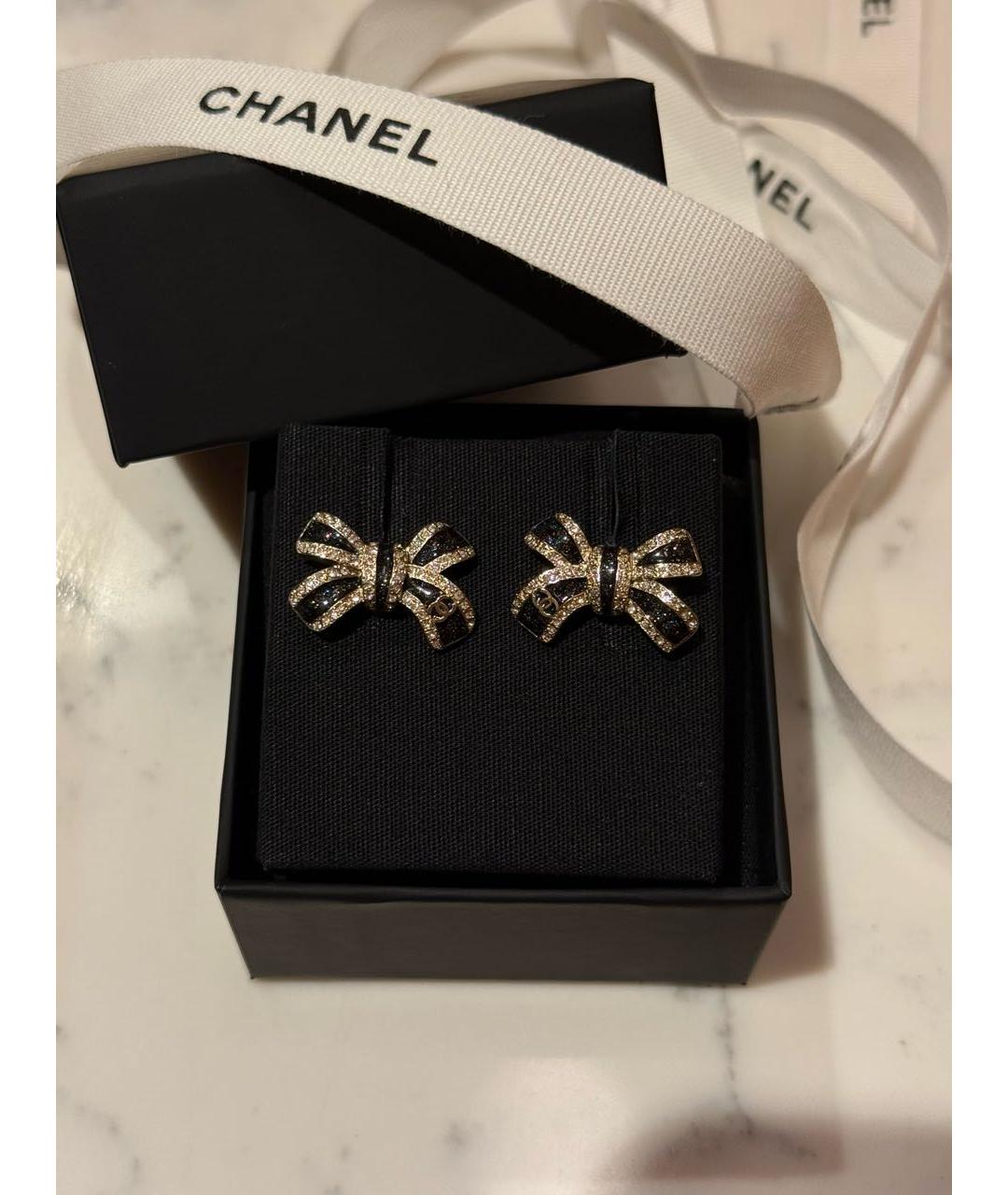 CHANEL Черные металлические серьги, фото 6