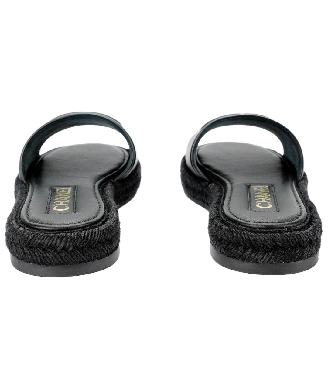 CHANEL Черные кожаные шлепанцы, фото 4