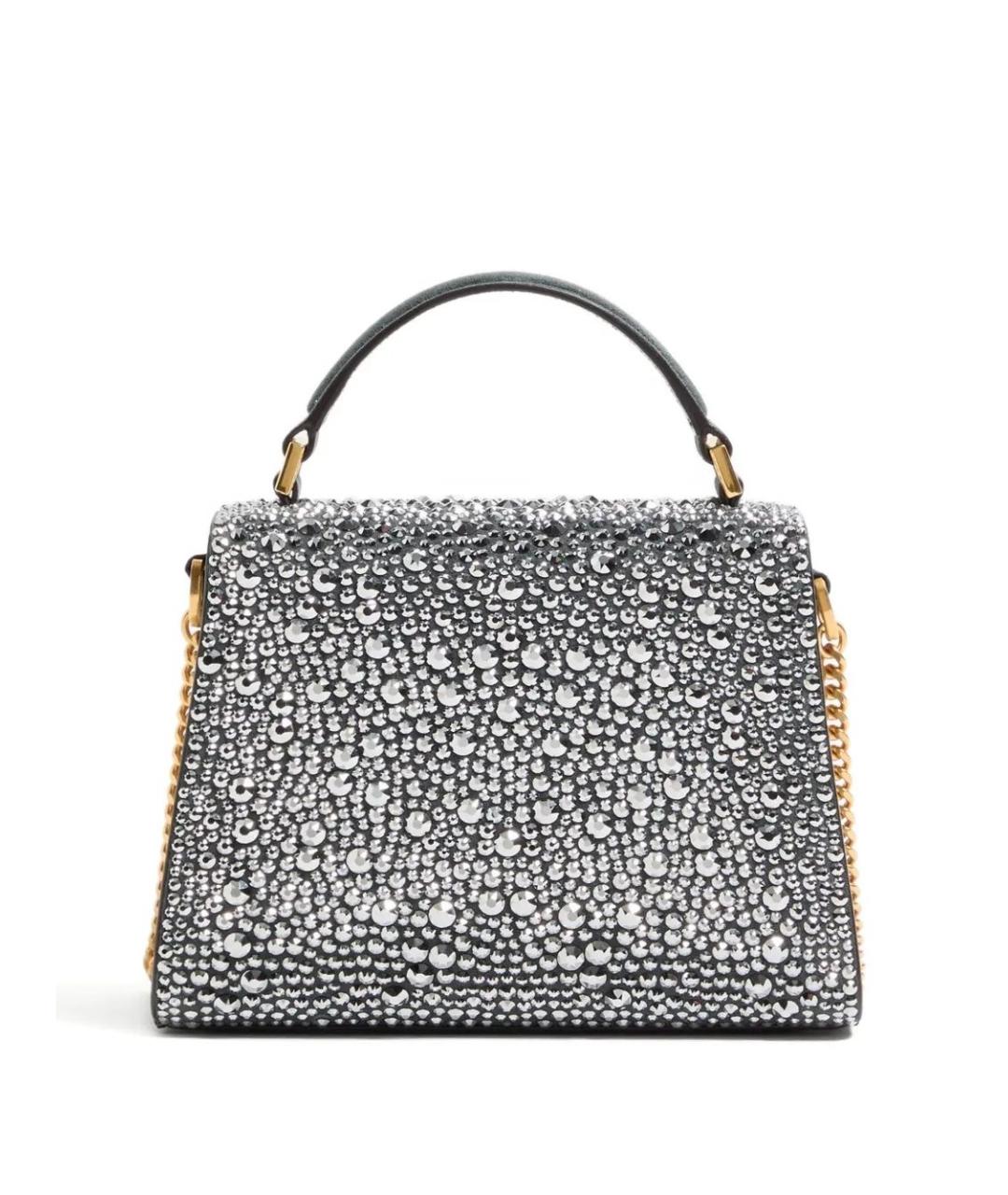 VALENTINO Серебряная кожаная сумка с короткими ручками, фото 3