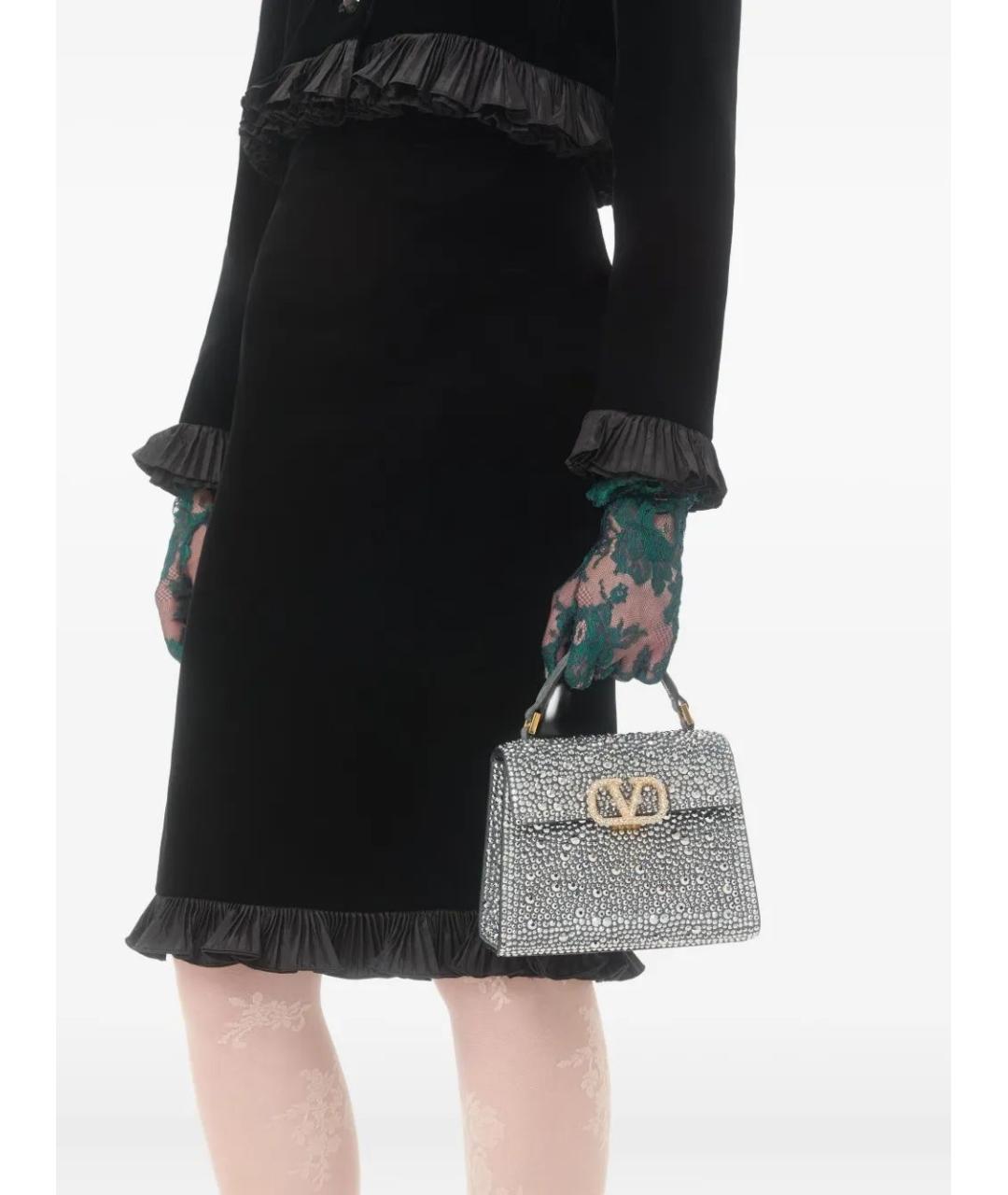 VALENTINO Серебряная кожаная сумка с короткими ручками, фото 2
