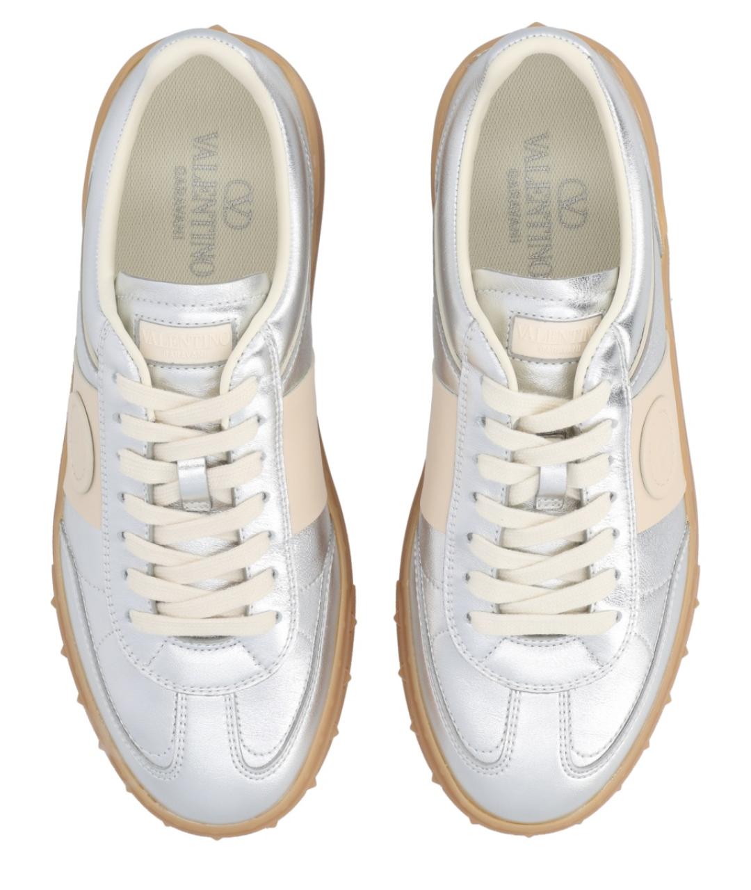 VALENTINO Серебряные кожаные кеды, фото 5