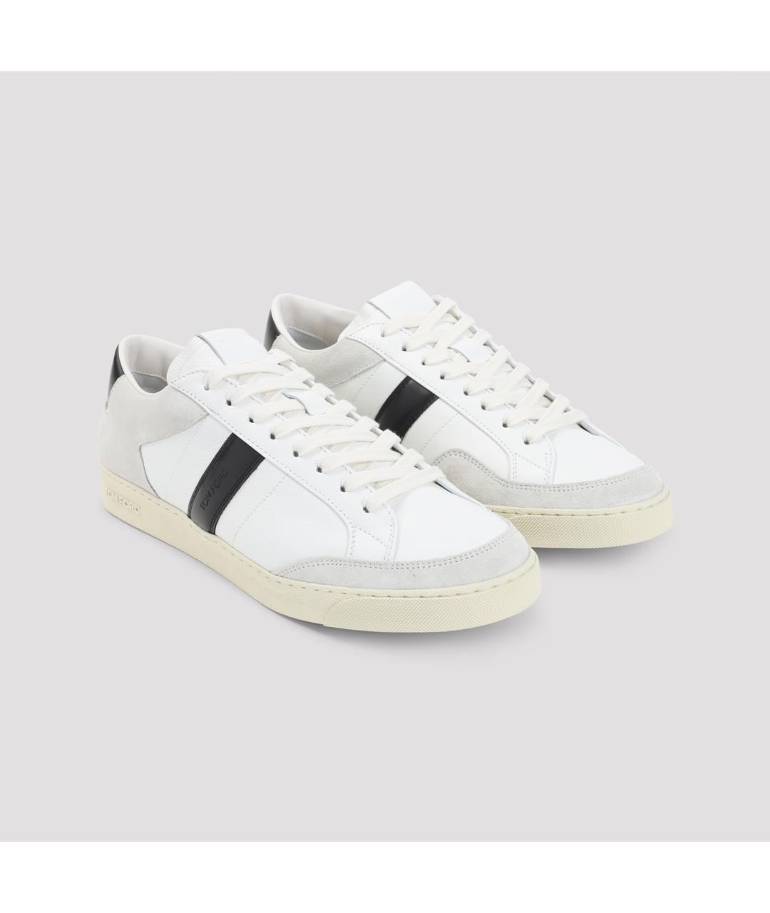 TOM FORD Белые кожаные низкие кроссовки / кеды, фото 3