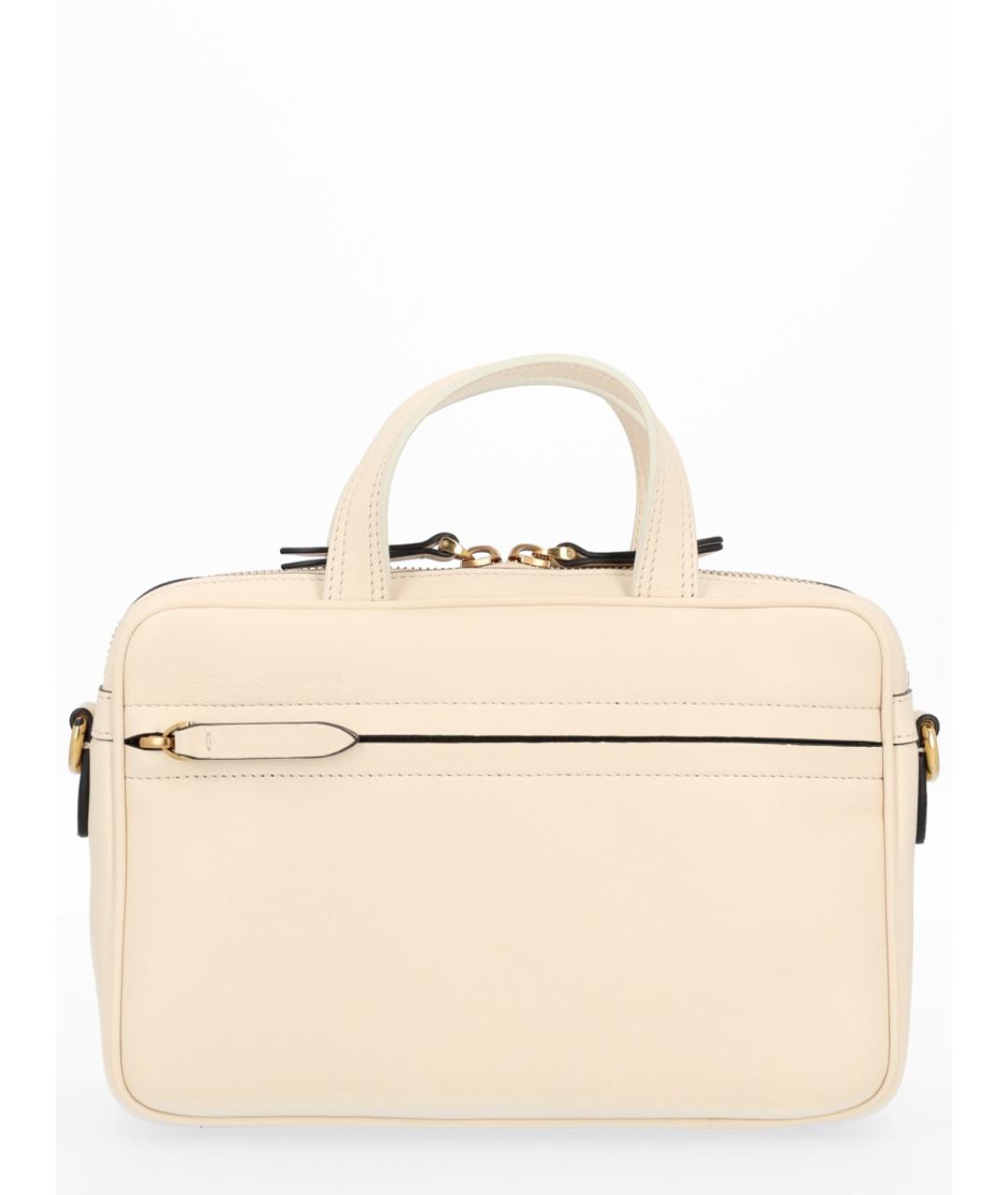 VALENTINO Бежевая кожаная сумка с короткими ручками, фото 3