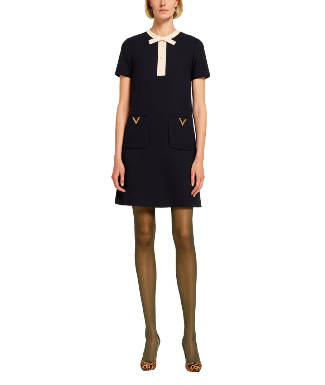 VALENTINO Черное шерстяное повседневное платье, фото 2