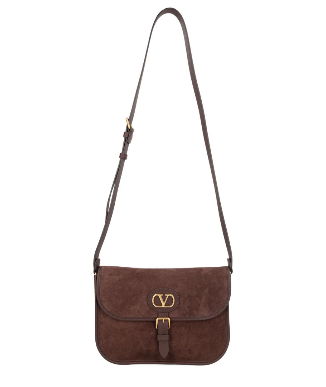 VALENTINO Коричневая замшевая сумка на плечо, фото 1