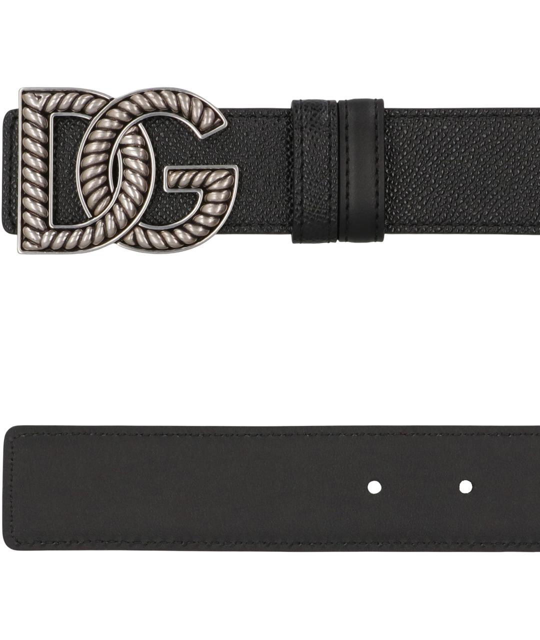 DOLCE&GABBANA Черный кожаный ремень, фото 2