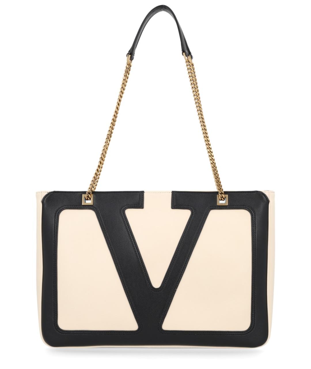 VALENTINO Бежевая кожаная сумка тоут, фото 1