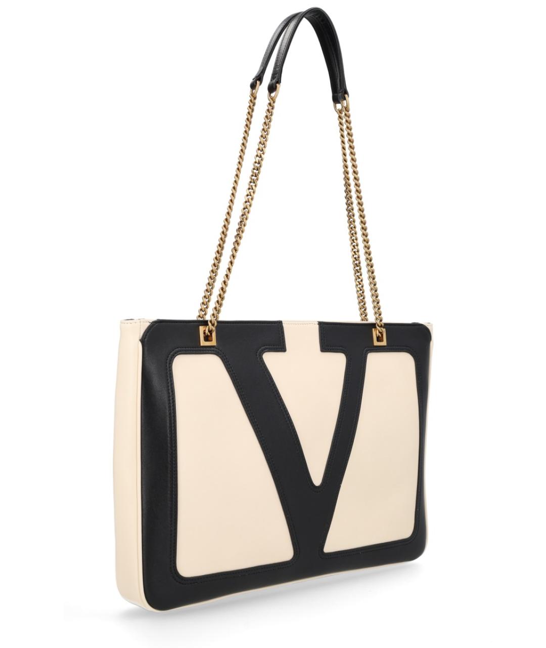 VALENTINO Бежевая кожаная сумка тоут, фото 3