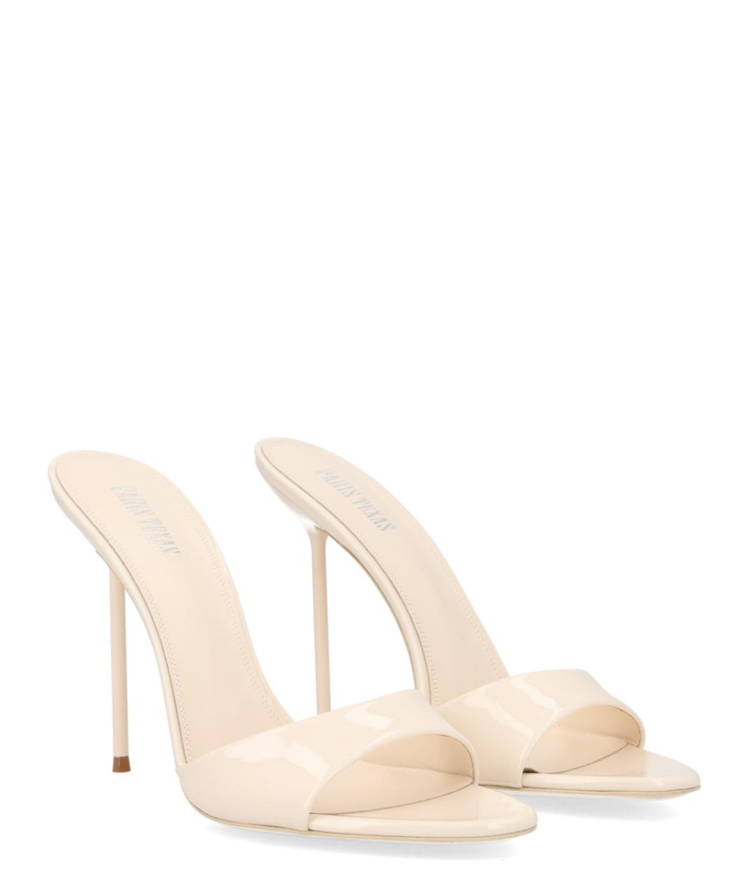 PARIS TEXAS Бежевые кожаные мюли, фото 2