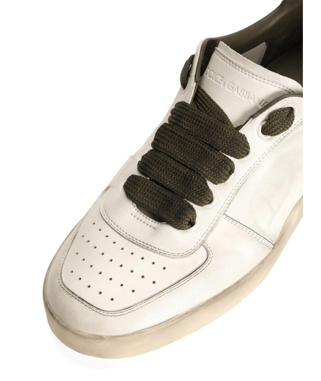 DOLCE&GABBANA Бежевые кожаные низкие кроссовки / кеды, фото 3