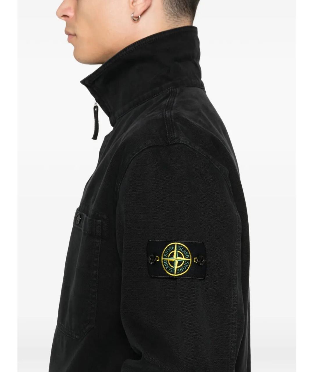 STONE ISLAND Черная хлопковая куртка, фото 4